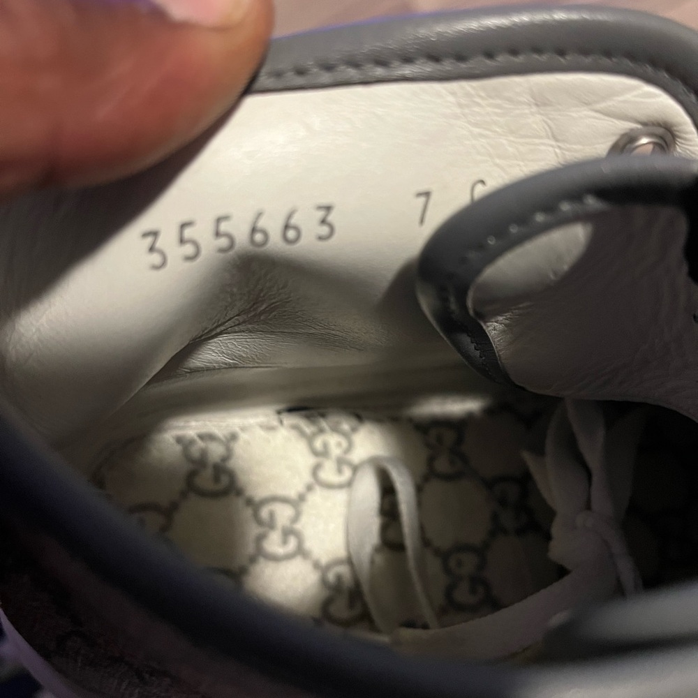 Gucci sneakers size 8.5 grey and white & silver.